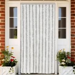 vidaXL - Vliegengordijn voor terrasdeur Lichtgrijs en wit - Chenille - 90x200 cm