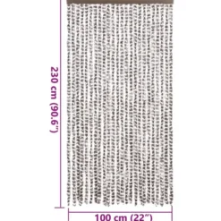 vidaXL - Vliegengordijn voor terrasdeur - Taupe en wit - Chenille - 100x230 cm