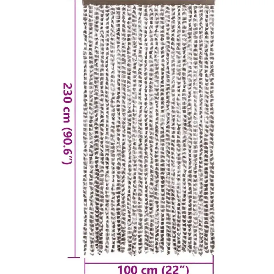 vidaXL - Vliegengordijn voor terrasdeur - Taupe en wit - Chenille - 100x230 cm