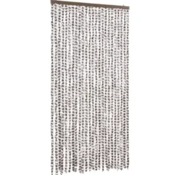 vidaXL - Vliegengordijn voor terrasdeur - Taupe en wit - Chenille - 100x230 cm
