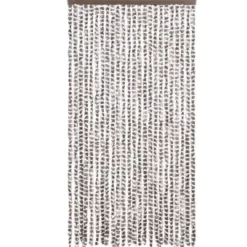 vidaXL - Vliegengordijn voor terrasdeur - Taupe en wit - Chenille - 100x230 cm