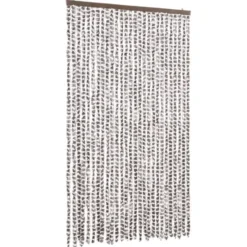 vidaXL - Vliegengordijn voor terrasdeur - Taupe en wit - Chenille - 118x220 cm
