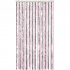 vidaXL - Vliegengordijn voor terrasdeur Zilvergrijs, roze Chenille - 100x220 cm