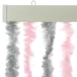 vidaXL - Vliegengordijn voor terrasdeur Zilvergrijs, roze Chenille - 100x220 cm