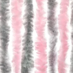 vidaXL - Vliegengordijn voor terrasdeur Zilvergrijs, roze Chenille - 100x220 cm