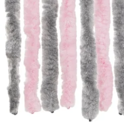 vidaXL - Vliegengordijn voor terrasdeur Zilvergrijs, roze Chenille - 100x220 cm