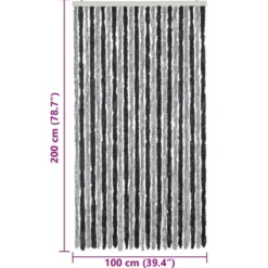 vidaXL - Vliegengordijn voor terrasdeur - Grijs en zwart - Chenille - 100x200 cm