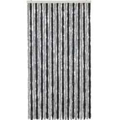 vidaXL - Vliegengordijn voor terrasdeur - Grijs en zwart - Chenille - 100x200 cm