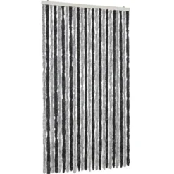 vidaXL - Vliegengordijn voor terrasdeur - Grijs en zwart - Chenille - 100x200 cm