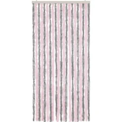 vidaXL - Vliegengordijn voor terrasdeur Zilvergrijs, roze Chenille - 90x220 cm