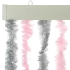 vidaXL - Vliegengordijn voor terrasdeur Zilvergrijs, roze Chenille - 90x220 cm