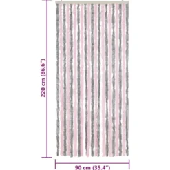 vidaXL - Vliegengordijn voor terrasdeur Zilvergrijs, roze Chenille - 90x220 cm