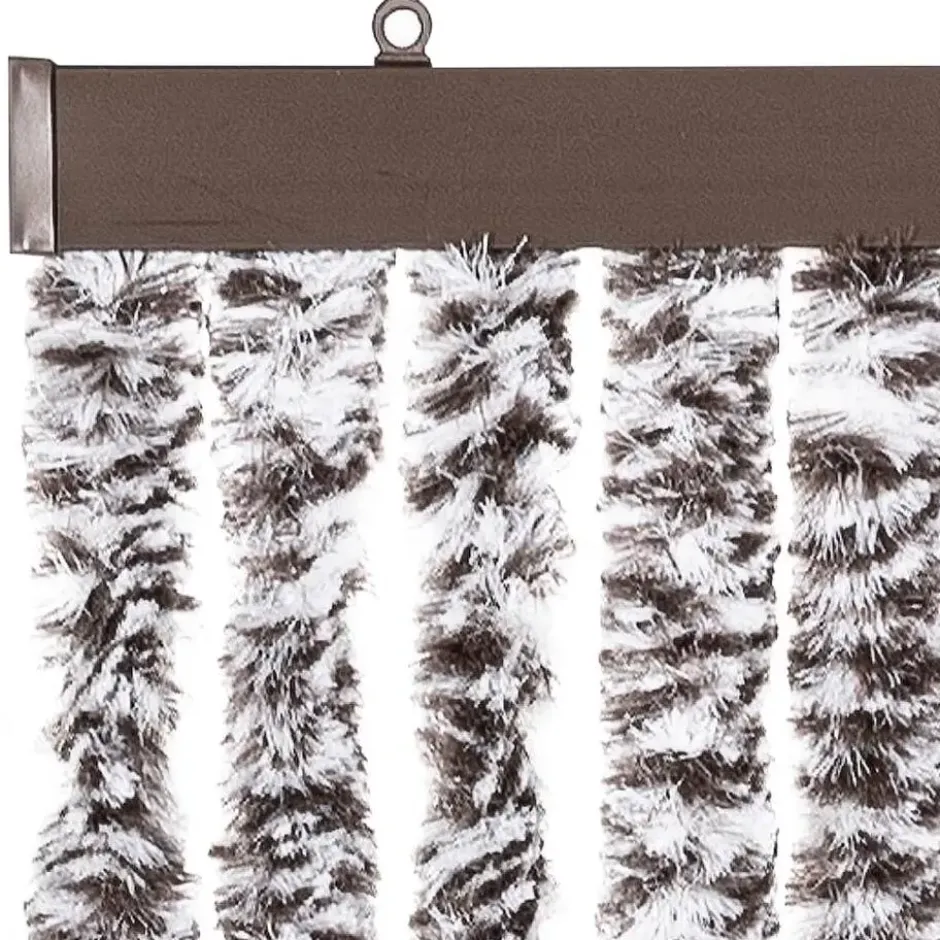 vidaXL - Vliegengordijn voor terrasdeur - Bruin en beige - Chenille - 118x220 cm