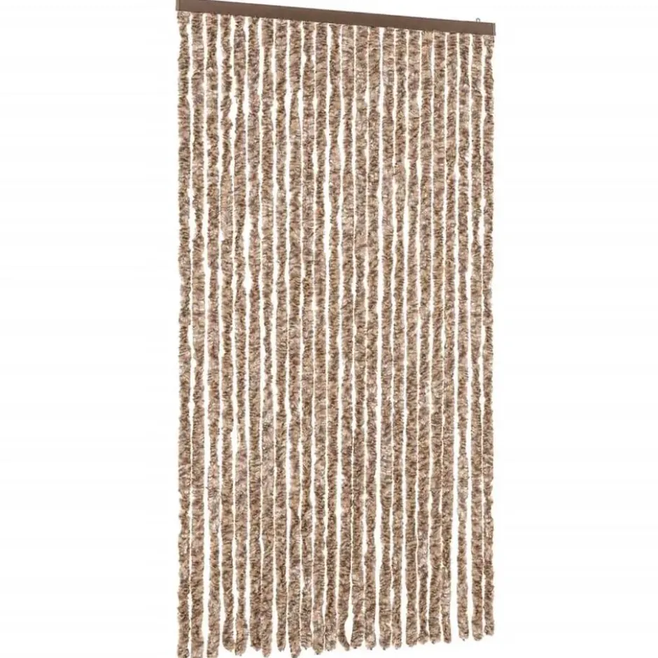 vidaXL - Vliegengordijn voor terrasdeur Beige, donkerbruin Chenille - 100x220 cm