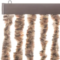 vidaXL - Vliegengordijn voor terrasdeur Beige, donkerbruin Chenille - 100x220 cm