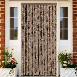 vidaXL - Vliegengordijn voor terrasdeur Beige, donkerbruin Chenille - 100x220 cm