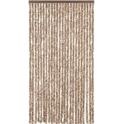 vidaXL - Vliegengordijn voor terrasdeur Beige, donkerbruin Chenille - 100x220 cm