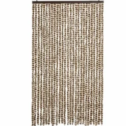 vidaXL - Vliegengordijn voor terrasdeur - Beige en bruin - Chenille - 118x220 cm
