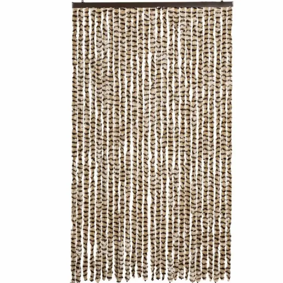 vidaXL - Vliegengordijn voor terrasdeur - Beige en bruin - Chenille - 118x220 cm