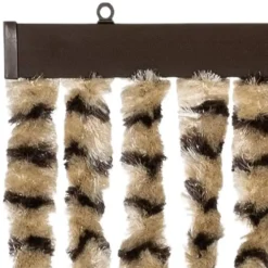 vidaXL - Vliegengordijn voor terrasdeur - Beige en bruin - Chenille - 118x220 cm