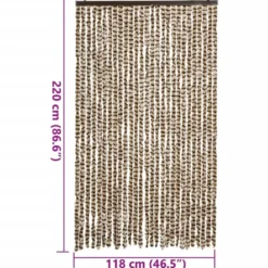 vidaXL - Vliegengordijn voor terrasdeur - Beige en bruin - Chenille - 118x220 cm