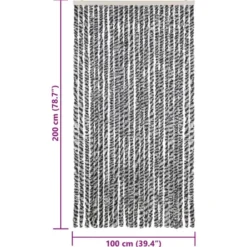 vidaXL - Vliegengordijn voor terrasdeur Grijs en zwart-wit Chenille - 100x200 cm