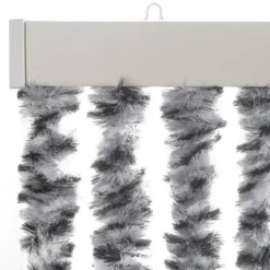 vidaXL - Vliegengordijn voor terrasdeur Grijs en zwart-wit Chenille - 100x200 cm