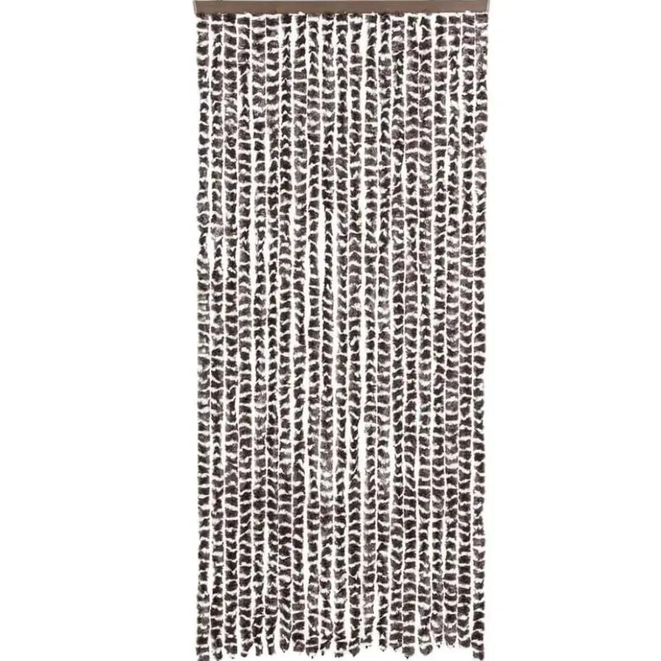 vidaXL - Vliegengordijn voor terrasdeur - Bruin en wit - Chenille - 90x200 cm