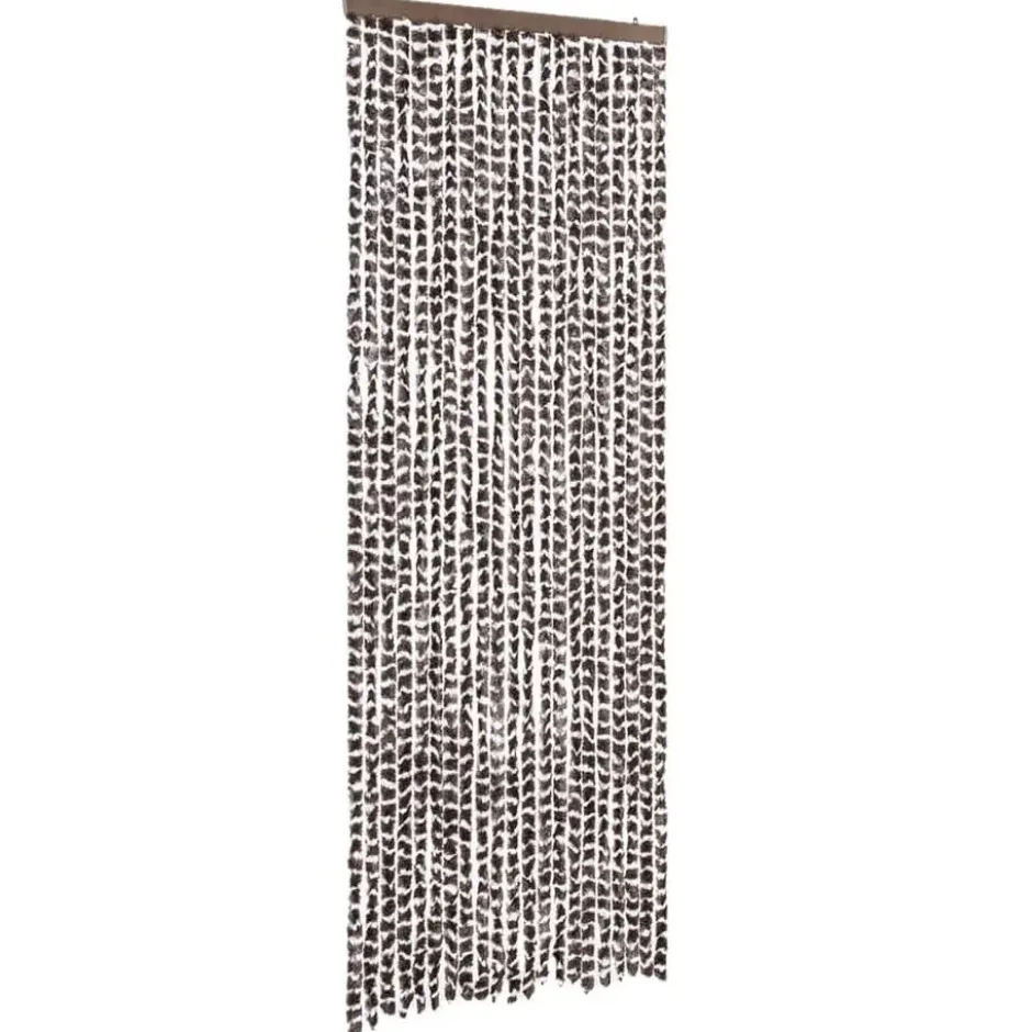vidaXL - Vliegengordijn voor terrasdeur - Bruin en wit - Chenille - 90x200 cm