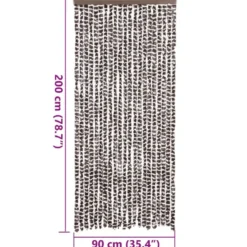 vidaXL - Vliegengordijn voor terrasdeur - Bruin en wit - Chenille - 90x200 cm