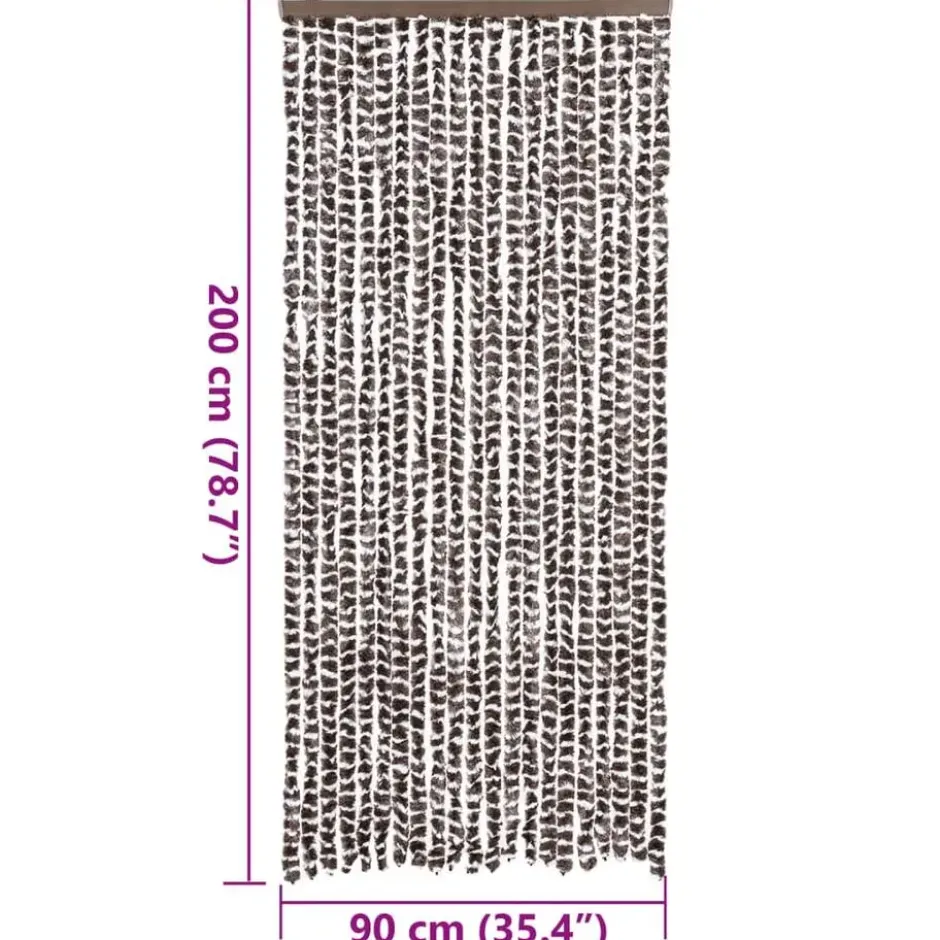 vidaXL - Vliegengordijn voor terrasdeur - Bruin en wit - Chenille - 90x200 cm
