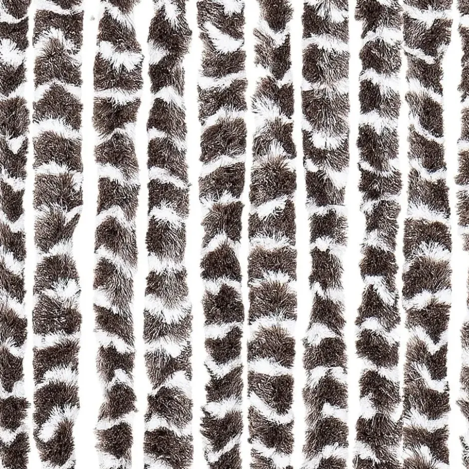 vidaXL - Vliegengordijn voor terrasdeur - Bruin en wit - Chenille - 90x200 cm