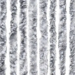 vidaXL - Vliegengordijn voor terrasdeur - Wit en gris - Chenille - 100x200 cm