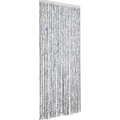 vidaXL - Vliegengordijn voor terrasdeur - Wit en gris - Chenille - 100x200 cm