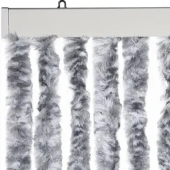vidaXL - Vliegengordijn voor terrasdeur - Wit en gris - Chenille - 100x200 cm