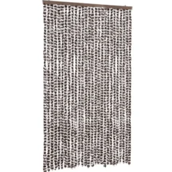 vidaXL - Vliegengordijn voor terrasdeur - Bruin en wit - Chenille - 118x220 cm