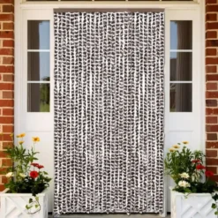 vidaXL - Vliegengordijn voor terrasdeur - Bruin en wit - Chenille - 118x220 cm