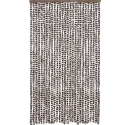 vidaXL - Vliegengordijn voor terrasdeur - Bruin en wit - Chenille - 118x220 cm