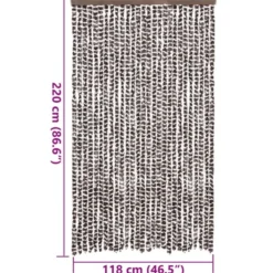 vidaXL - Vliegengordijn voor terrasdeur - Bruin en wit - Chenille - 118x220 cm