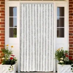 vidaXL - Vliegengordijn voor terrasdeur Lichtgrijs en wit Chenille - 100x220 cm