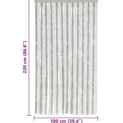 vidaXL - Vliegengordijn voor terrasdeur Lichtgrijs en wit Chenille - 100x220 cm