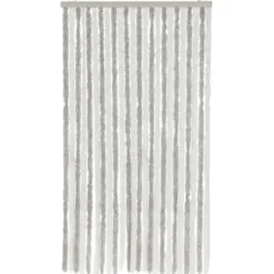 vidaXL - Vliegengordijn voor terrasdeur Lichtgrijs en wit Chenille - 100x220 cm
