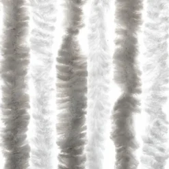 vidaXL - Vliegengordijn voor terrasdeur Lichtgrijs en wit Chenille - 100x220 cm