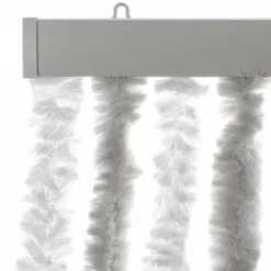 vidaXL - Vliegengordijn voor terrasdeur Lichtgrijs en wit Chenille - 100x220 cm