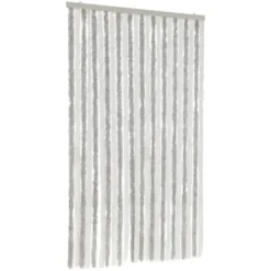 vidaXL - Vliegengordijn voor terrasdeur Lichtgrijs en wit Chenille - 100x220 cm