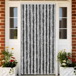 vidaXL - Vliegengordijn voor terrasdeur - Grijs en zwart - Chenille - 90x200 cm