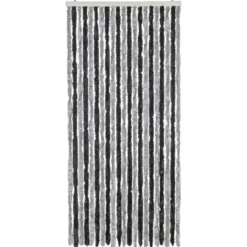 vidaXL - Vliegengordijn voor terrasdeur - Grijs en zwart - Chenille - 90x200 cm