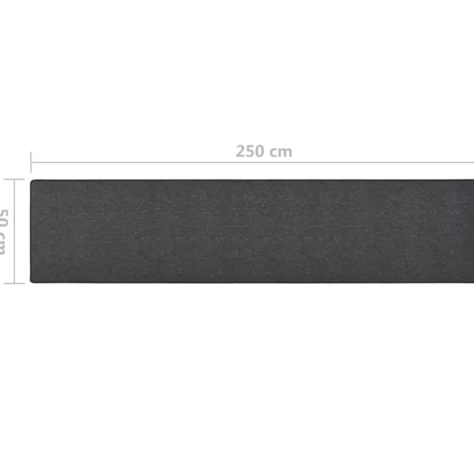 vidaXL - Vloerkleed - Antraciet - Polypropyleen - 50 x 250 cm
