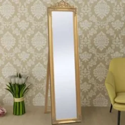 vidaXL - Vrijstaande Spiegel - Goud - Hout - 160 x 40 cm