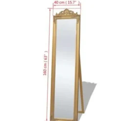 vidaXL - Vrijstaande Spiegel - Goud - Hout - 160 x 40 cm